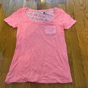 SO Pink Tee Shirt with Pocket on Left hand side